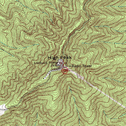 Topographic Map of High Peak, VA