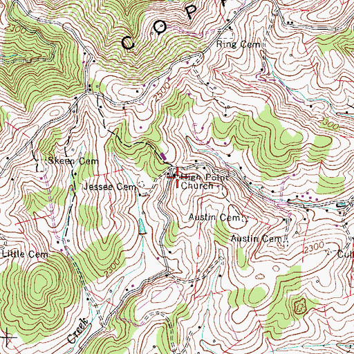 Topographic Map of High Point Church, VA