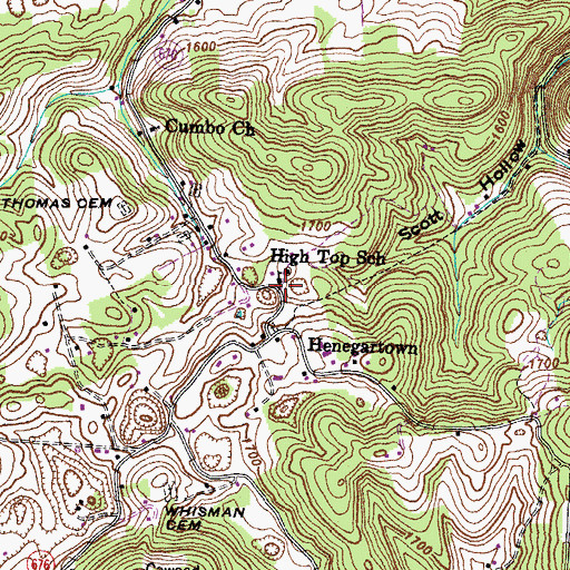 Topographic Map of High Top School, VA