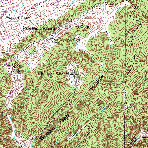 Topographic Map of Highland Chapel, VA