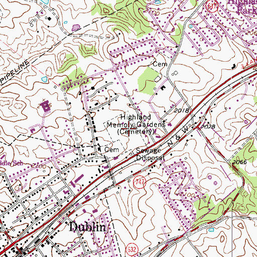 Topographic Map of Highland Memory Gardens, VA