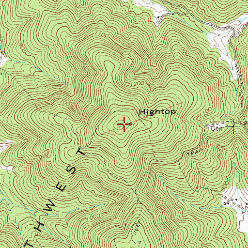 Topographic Map of Hightop, VA