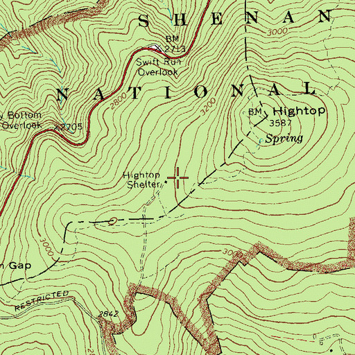 Topographic Map of Hightop Shelter, VA