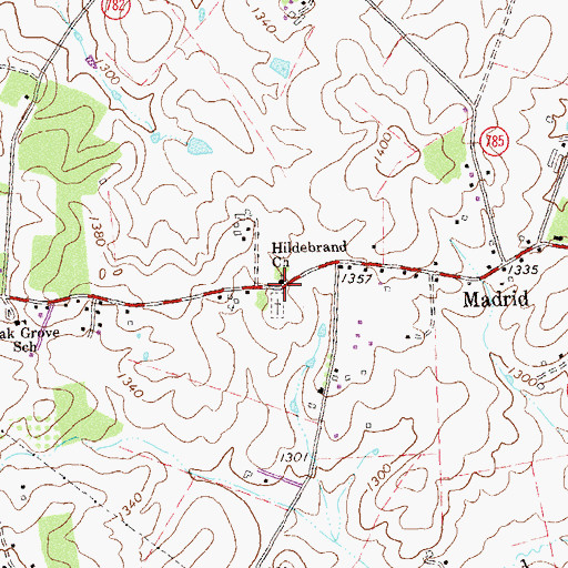 Topographic Map of Hildebrand Church, VA