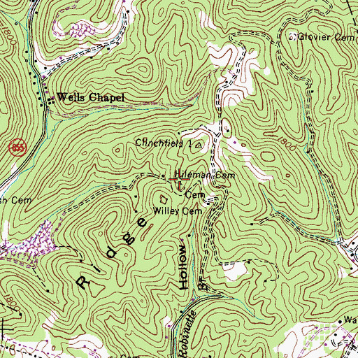 Topographic Map of Hileman Cemetery, VA