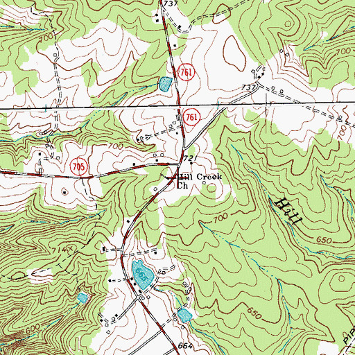 Topographic Map of Hill Creek Church, VA