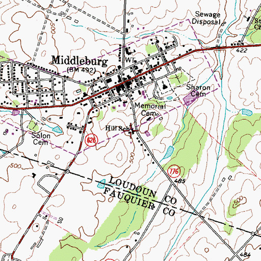 Topographic Map of The Hill School, VA