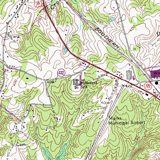 Topographic Map of Hillcrest School, VA