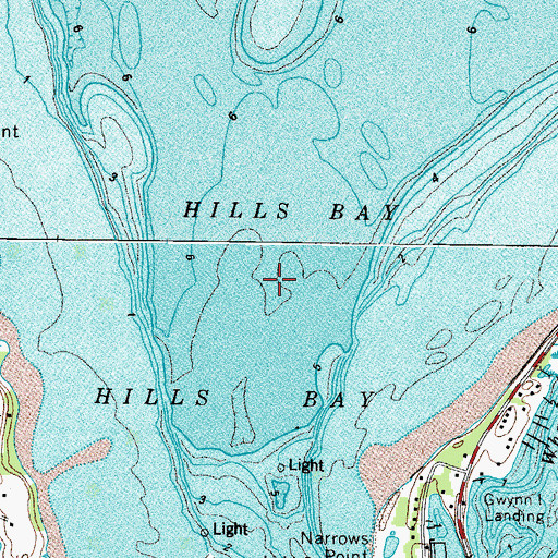 Topographic Map of Hills Bay, VA