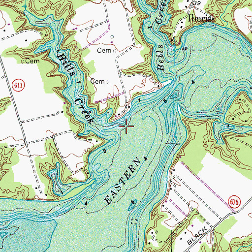 Topographic Map of Hills Creek, VA