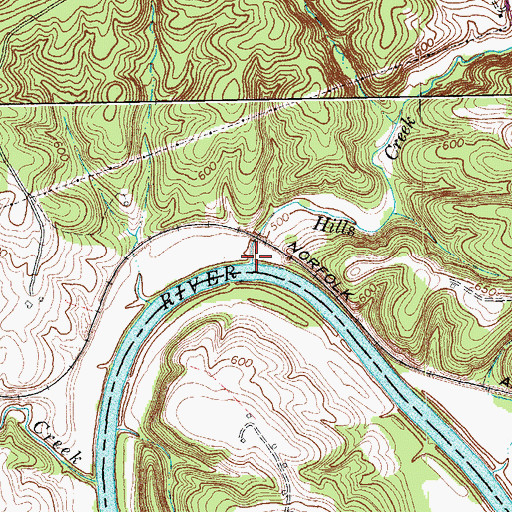 Topographic Map of Hills Creek, VA