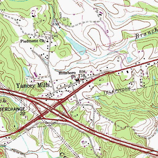 Topographic Map of Hillsboro Church, VA