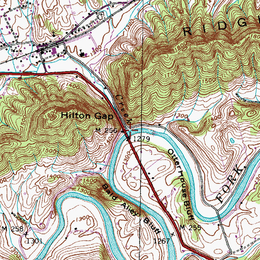 Topographic Map of Hiltons Creek, VA