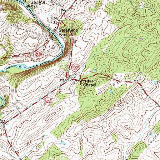 Topographic Map of Hites Chapel, VA