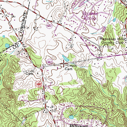 Topographic Map of Hixson Cemetery, VA