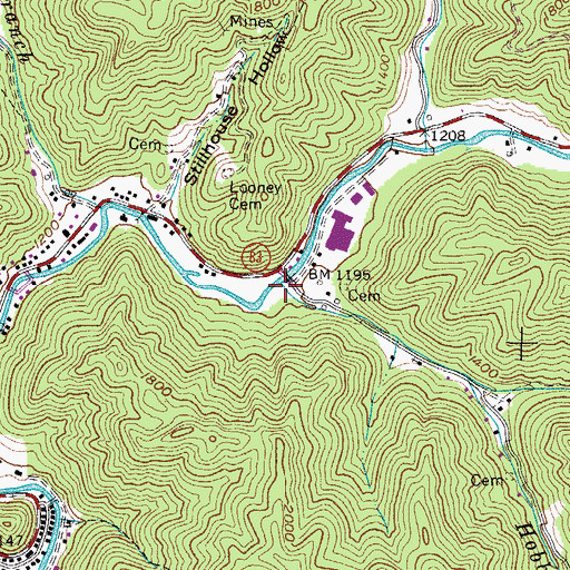 Topographic Map of Hobbs Branch, VA