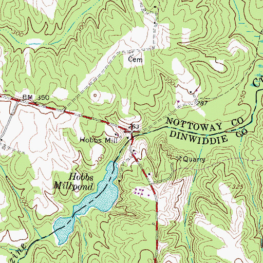 Topographic Map of Hobbs Mill, VA