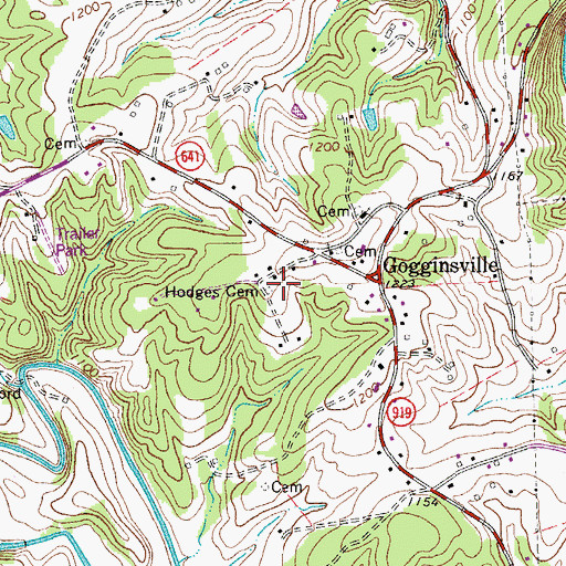 Topographic Map of Hodges Cemetery, VA