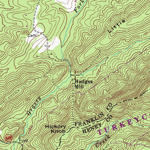 Topographic Map of Hodges Mill, VA