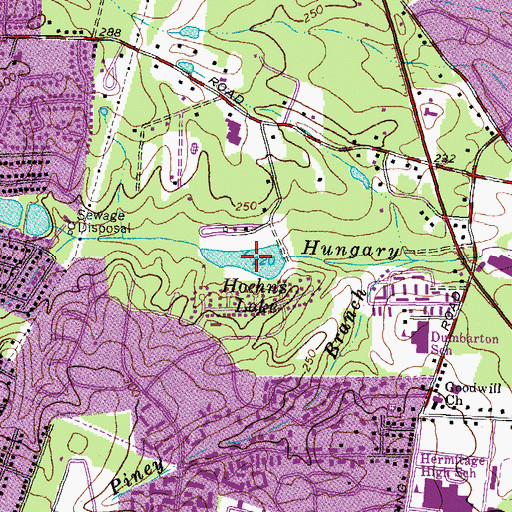Topographic Map of Hoehns Lake, VA