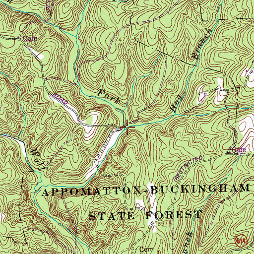 Topographic Map of Hog Branch, VA
