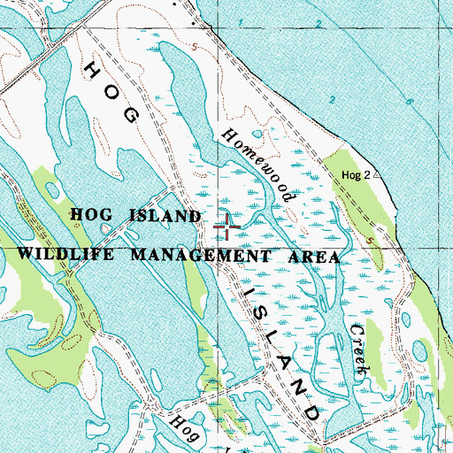 Topographic Map of Hog Island, VA