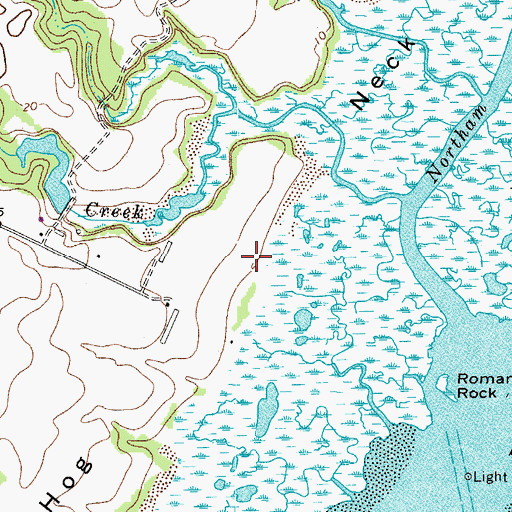 Topographic Map of Hog Neck, VA