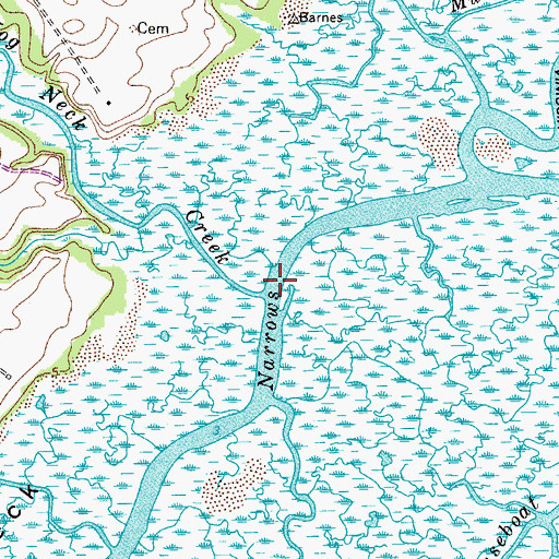 Topographic Map of Hog Neck Creek, VA