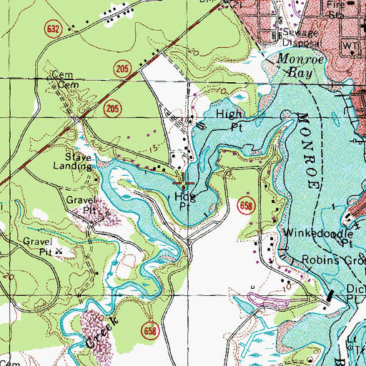 Topographic Map of Hog Point, VA