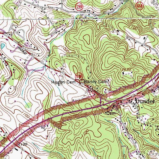 Topographic Map of Hogan Cemetery, VA