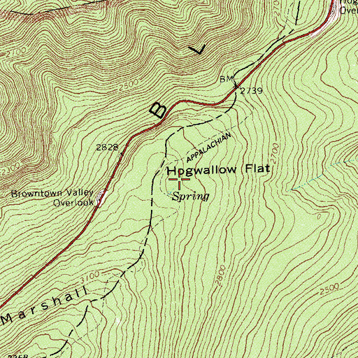 Topographic Map of Hogwallow Flat, VA
