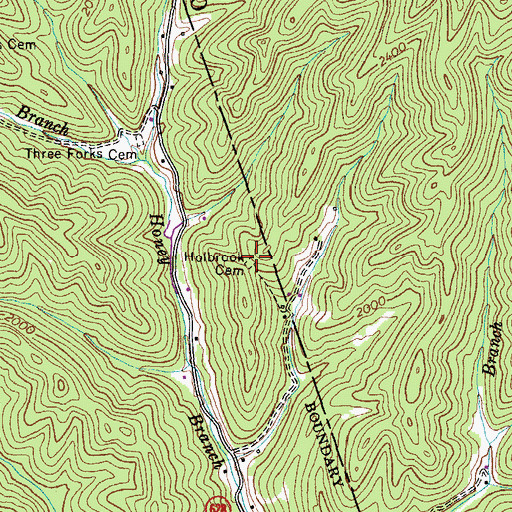 Topographic Map of Holbrook Cemetery, VA