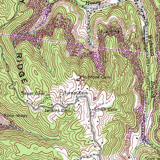 Topographic Map of Holbrook Cemetery, VA