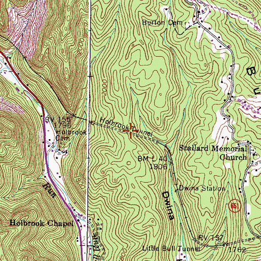 Topographic Map of Holbrook Tunnel, VA