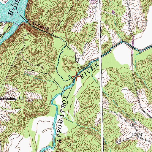 Topographic Map of Holiday Creek, VA