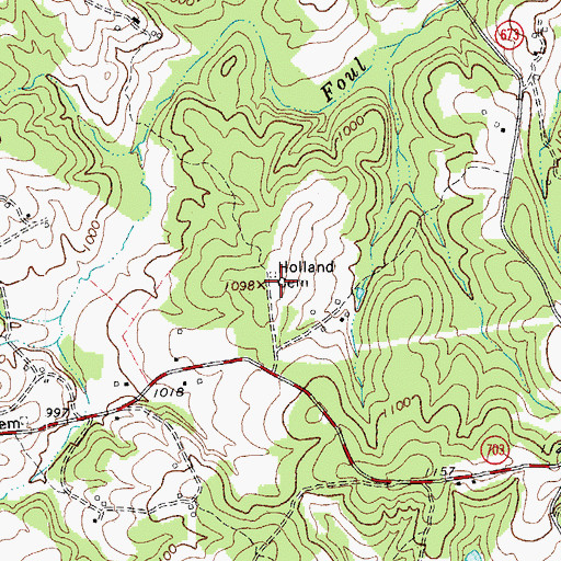 Topographic Map of Holland Cemetery, VA