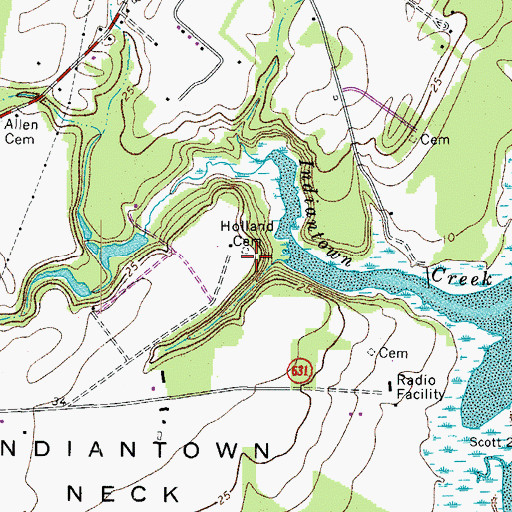 Topographic Map of Holland Cemetery, VA