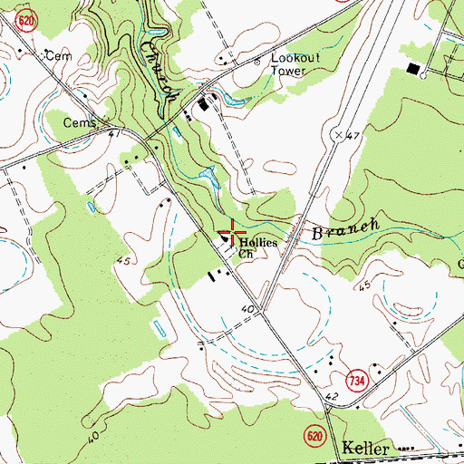 Topographic Map of Hollies Church, VA