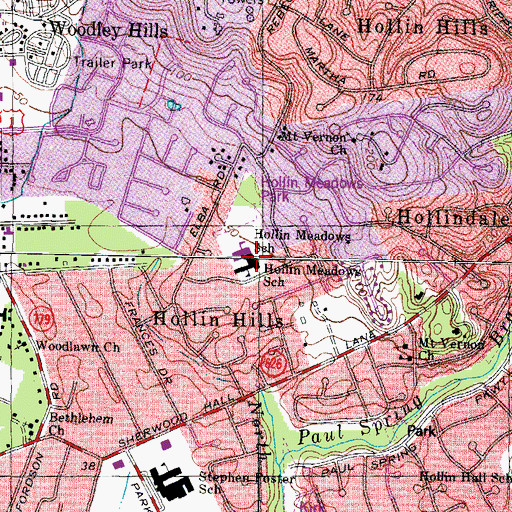Topographic Map of Hollin Meadows Elementary School, VA