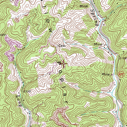 Topographic Map of Hollow Poplar Ridge, VA