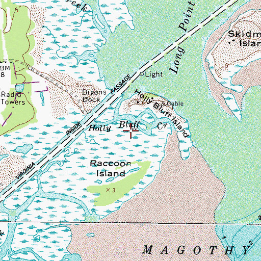 Topographic Map of Holly Bluff Creek, VA