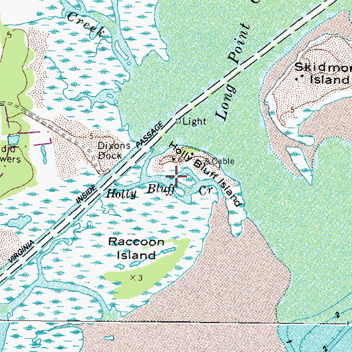 Topographic Map of Holly Bluff Island, VA