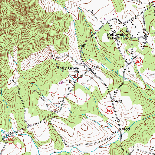 Topographic Map of Holly Grove Church, VA
