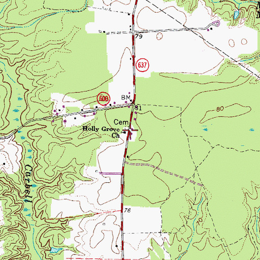 Topographic Map of Holly Grove Church, VA