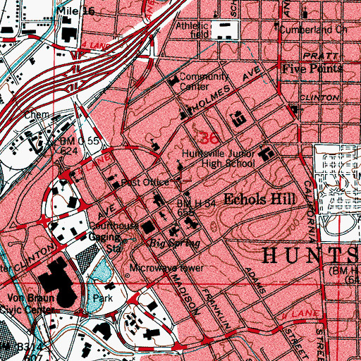 Topographic Map of Congregation Bnai-Sholom, AL