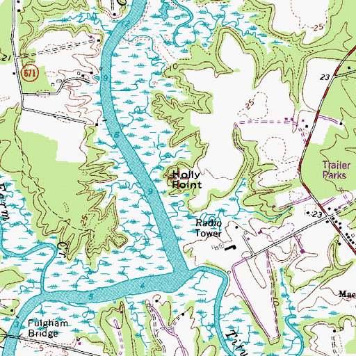 Topographic Map of Holly Point, VA
