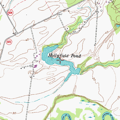 Topographic Map of Hollyfield Pond, VA