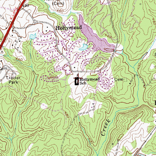 Topographic Map of Hollymead Elementary School, VA