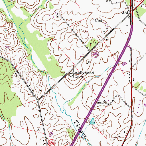 Topographic Map of Hollywood Cemetery, VA