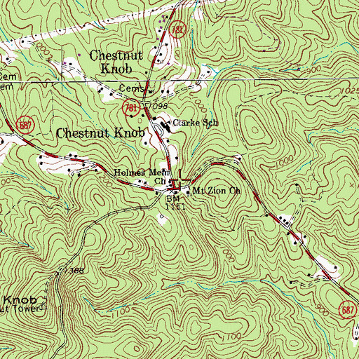 Topographic Map of Holmes Memorial Church, VA